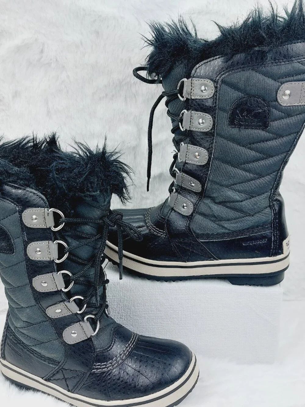 Sorel Girl's Marine Green Black Tofino II Quilted Mid-Calf Snow Boots Size 1